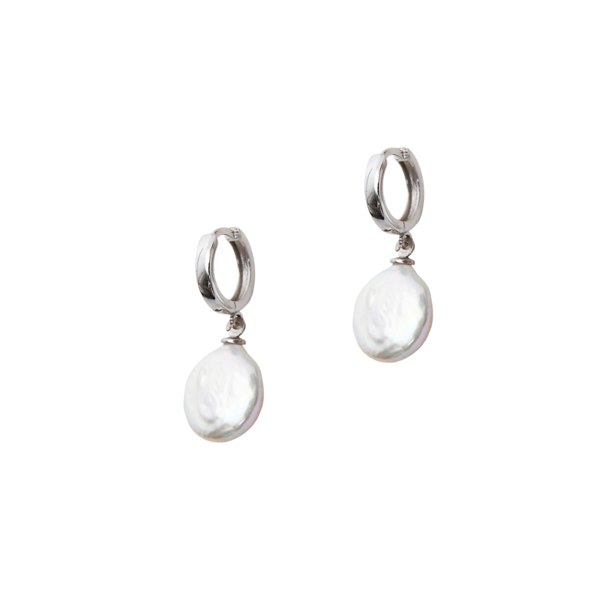 Spero London Treated Freshwater Cultured Baroque Pearl Hoop Earrings