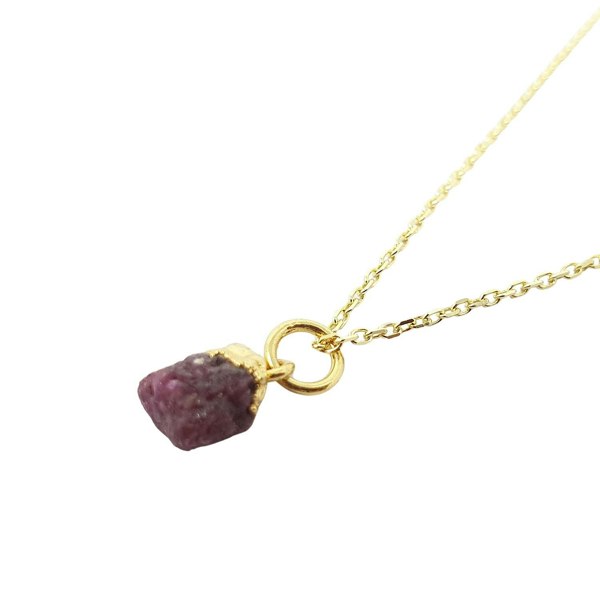 Raw Ruby Gold Plated July Birthstone Necklace