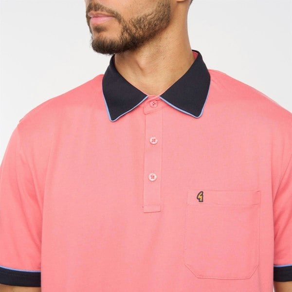 Gabicci G52X08 Mens Short Sleeve Plated Jersey Polo Shirt Gabicci Classic - CORAL