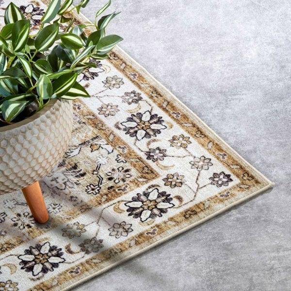 Shortpile Rug Cream & Gold Saveh – Oriental Design