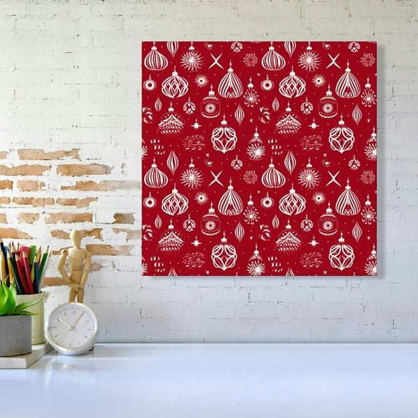 Warren Reed Red Christmas Decorations Pattern Canvas