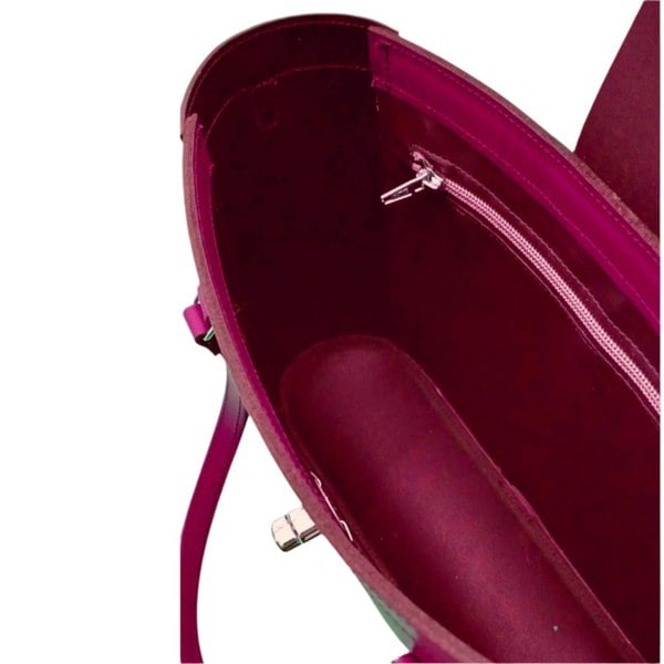 Zatchels Leather Mini Twist Lock Shopper Bag - Magenta
