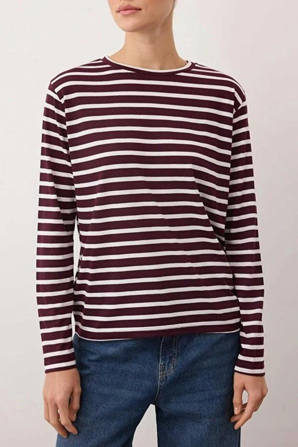WOVCOR Striped Crew Neck Knit T-Shirt