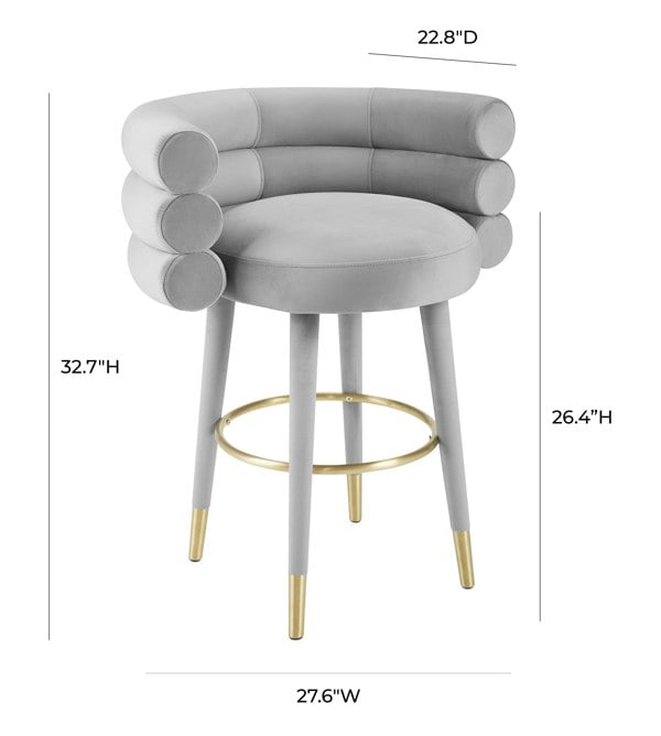 Furniture Edit Betty Grey Velvet Counter Bar Stool