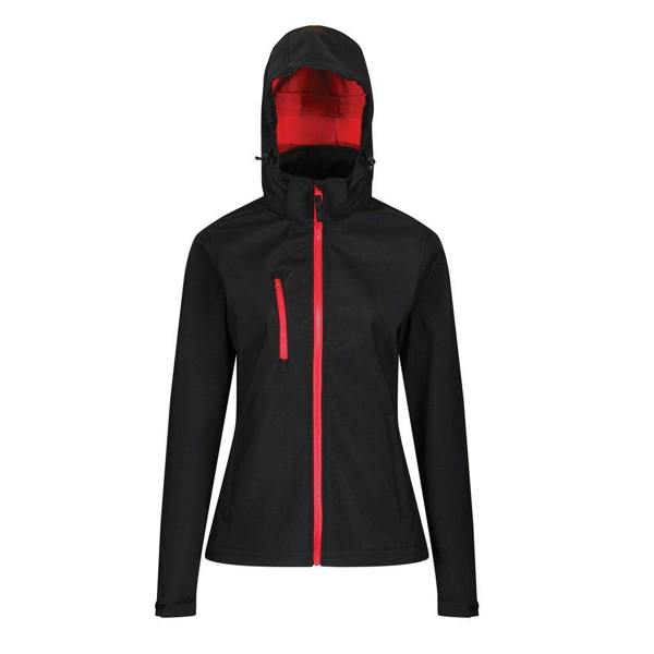 Regatta Womens/Ladies Venturer Hooded Soft Shell Jacket - Black/Classic Red