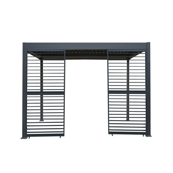 Monstershop Aluminium Pergola With Anthracite Blinds & 2 Shutter Panels - 3m x 3m