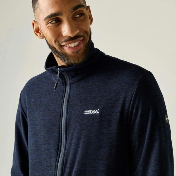 Regatta Mens Harrow Full Zip Fleece Jacket - Navy Marl - 