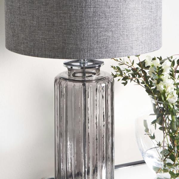 Pagazzi Lighting Brock Grey Smoked Glass Table Lamp