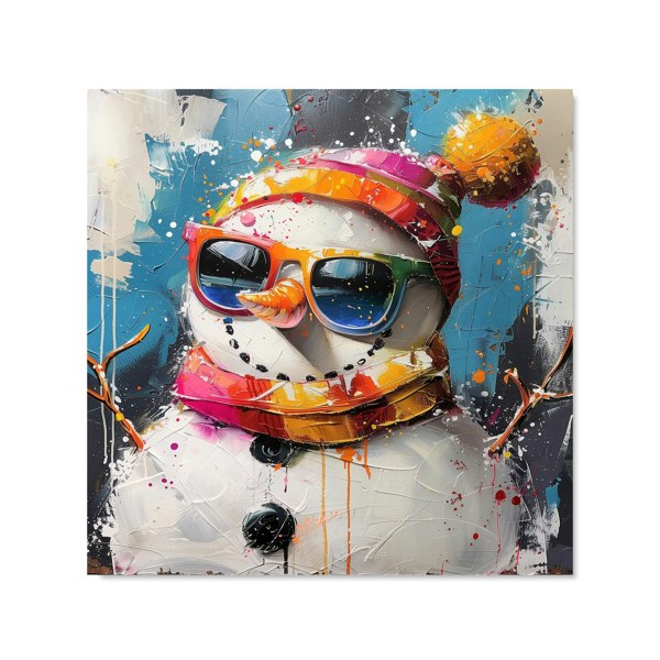 Warren Reed - Designer Vibrant Snowman with Style Kitchen Splashback