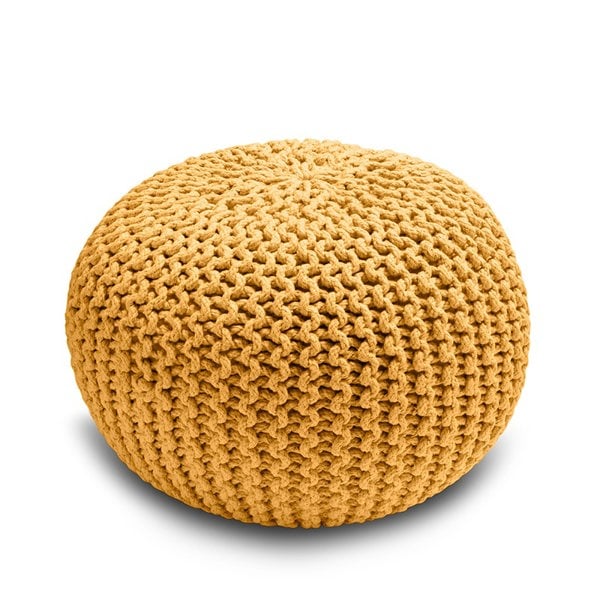 Snug City Knitted Pouffe Chunky Round Footstool Ottoman 100% Cotton