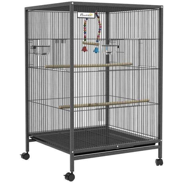 Bobobiy Bird Cage, Budgie Cage, with Rolling Stand, for Small Birds - Grey