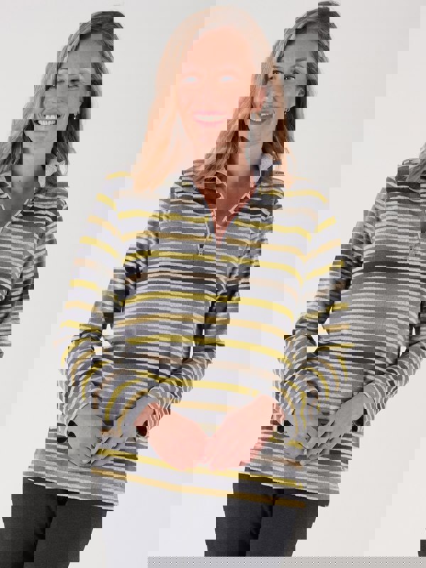 PennyPlain Stripe Zipped Funnel Neck - Forest