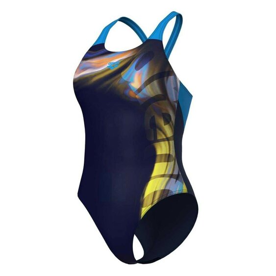 Arena Womens Dreamhline Abstract One Piece Swimsuit - Navy/Turquoise