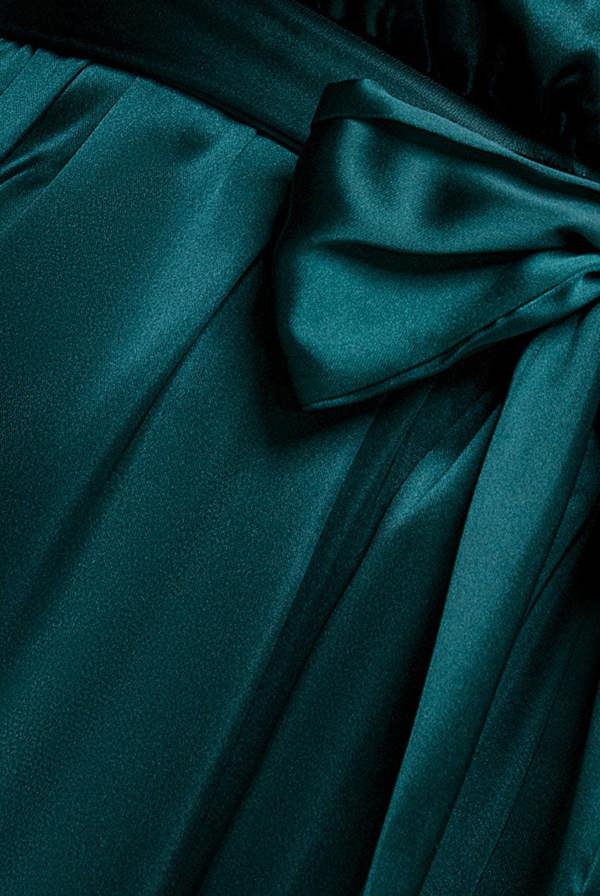 Satin Flutter Sleeve Wrap Maxi Dress - Emerald Green DR3640