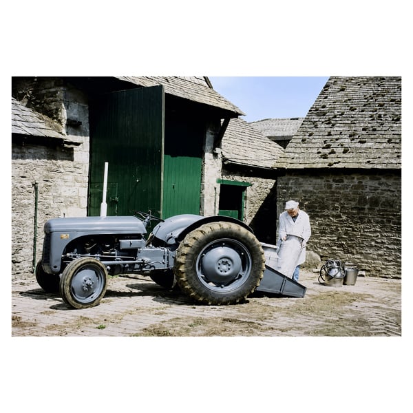 Ferguson TE20 and Milk Churns Canvas Picture Print, Circa 1950 Tractor Scene with Milk Churn Loading, 60 x 40 cm