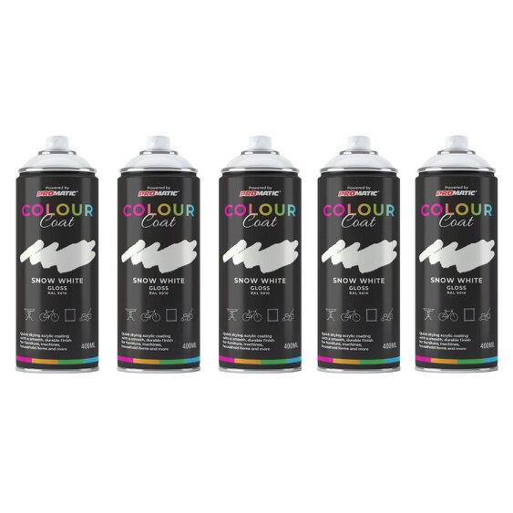 Colour Coat 5X Snow White RAL 9010 Gloss Spray Paint 400ml