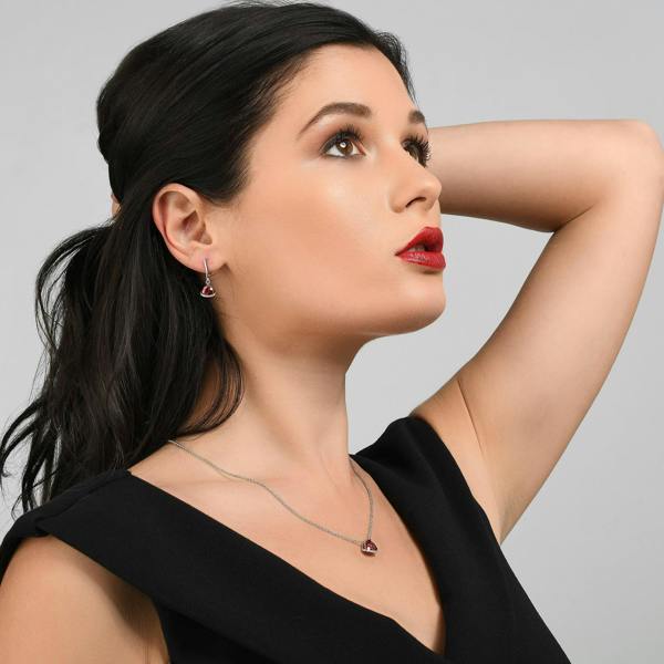 Triangle Red Pendant Necklace for Women - namana.london