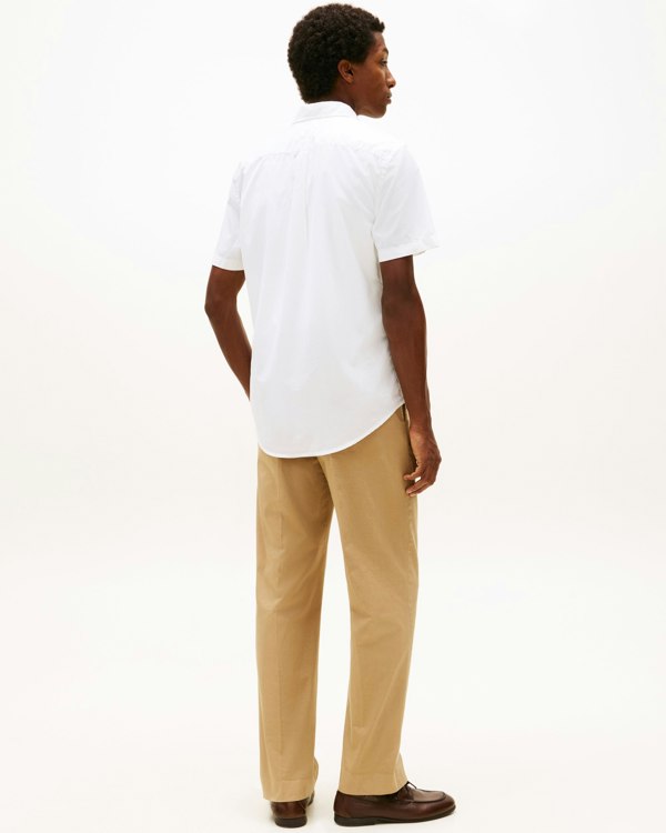 Tommy Hilfiger Core Flex Poplin Solid Mens Short Sleeve Shirt - Optic White
