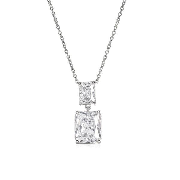 namana 925 Sterling Silver Double Rectangle Statement Pendant Necklace
