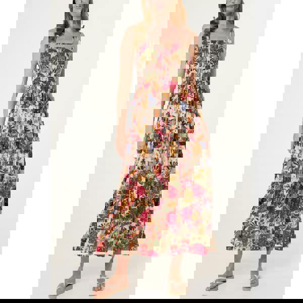 Blue Vanilla Bold Print Shirred Waist Dress