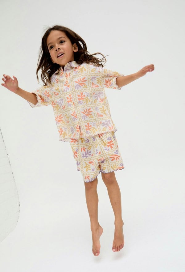Kids Gilly Scalloped Edge Matisse Print Short In Multi - image 1