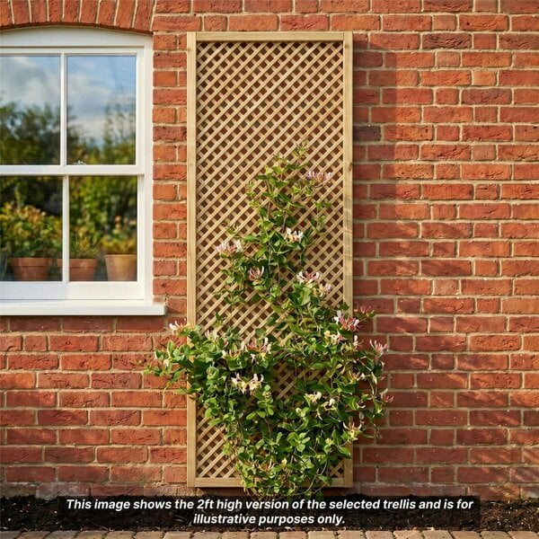 Premier Garden Supplies Privacy Elite Diamond Fence Panel Topper 6ft x 1-4ft Garden Trellis, Decorative Modern Lattice, Wall-Mount, Treated - Wood - 3, 4 or 5 - 5 Pack Height: 1ft x Width: 6ft (182.8cm) x 5 Pack