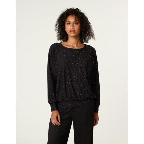 Blue Vanilla Rhinestone Batwing Top