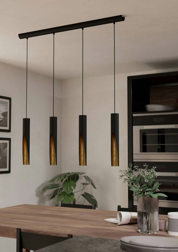 EGLO Barbotto Modern Black & Gold Pendant Light WBS