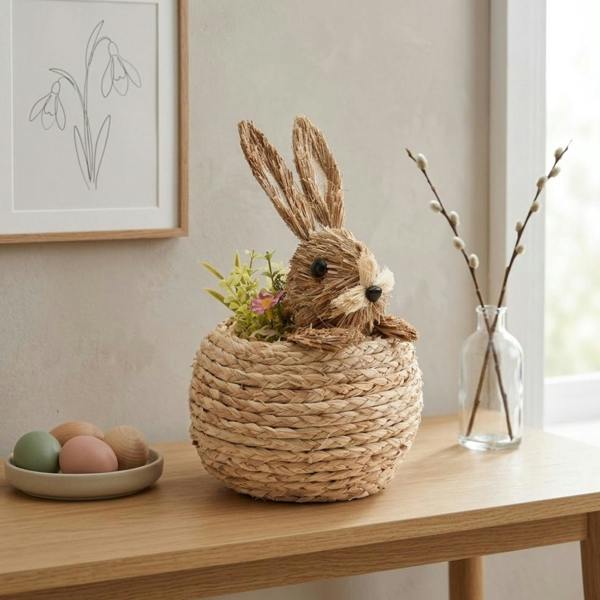 Garden Greatness Springtime Straw Bunny In Floral Decoration
