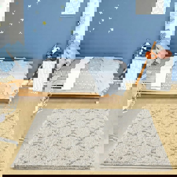 Elegant Moroccan Pattern Grey Ivory Rug Suitable for Floor heating