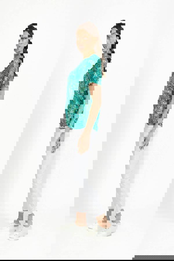 Mudflower Floral Print Lightweight Shirred Bodice Top