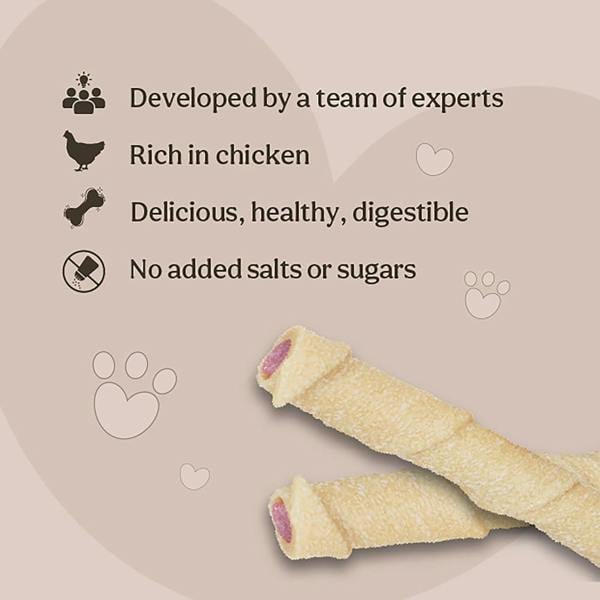 Rosewood Magic Bone Dental Twists Medium Dog Treat With Chicken, Peanut Butter Flavour 120g (4 Treats)