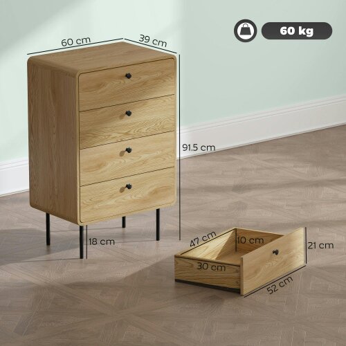 Wyld Haus Elmira Wood Oak Finish 4 Drawer Modern Storage Chest