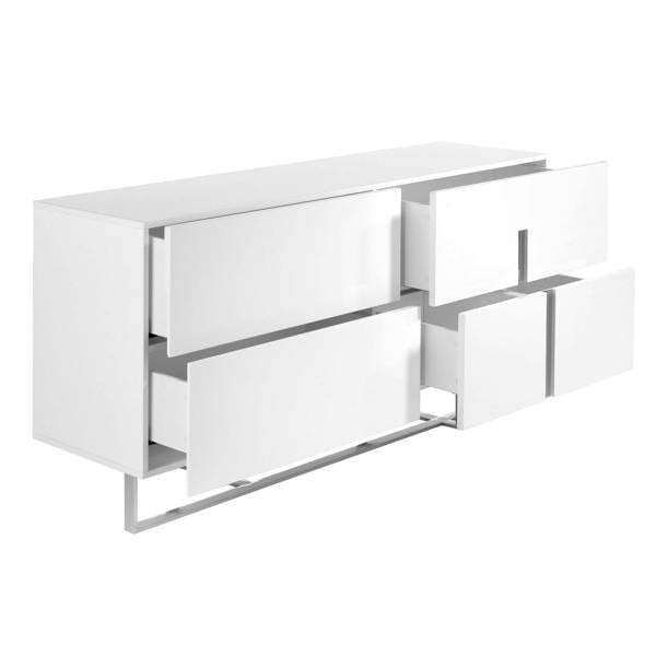 Angel Cerdá White Wood and Chromed Steel Sideboard 3052