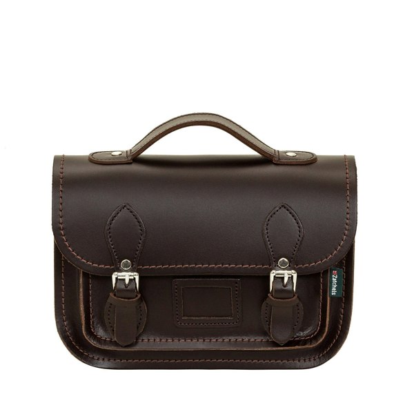 Dark Brown Leather Midi Satchel - Midi Satchel - Zatchels