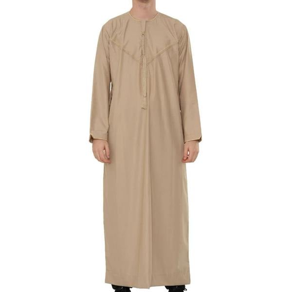 TT-007 - Men's Emirati Omani Gold Embroidery Thobe - Beige - Thobez - 8