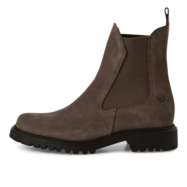Tamaris Womens Taupe Brown Leather Classic High Chelsea Ankle Boots