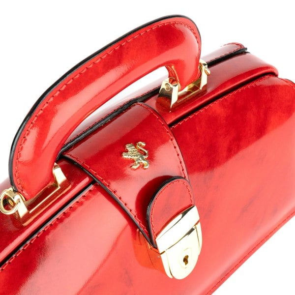 Embassy London Gazelle - Red - Top handle Italian leather bag with gold tone hardware