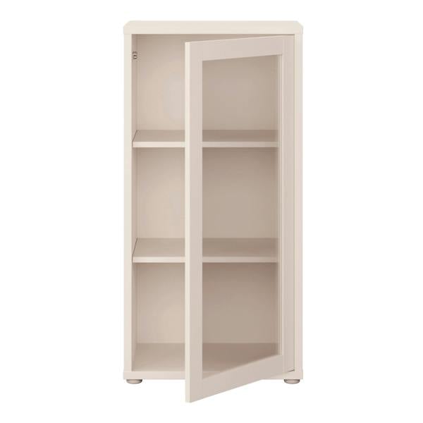 Furniture To Go Alice Springs Low Glass Fronted Cabinet with Push-to-Open Door in Sand