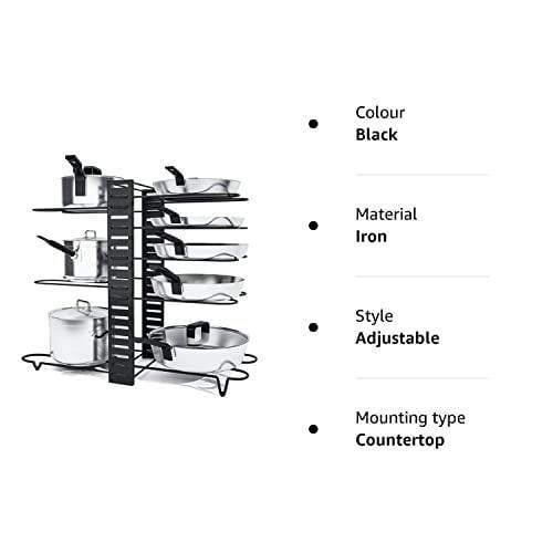 HYGRAD BUILT TO SURVIVE HYGRAD® 8 Tier Adjustable Cabinet Organiser Pots & Pans Dishes Organiser Stand For Neat & Tidy Cupboard Organising