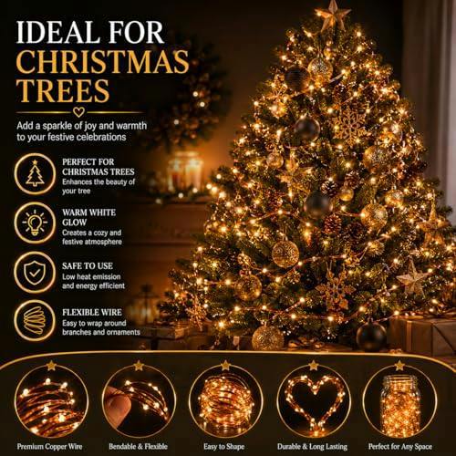 2M Warm White LED Copper Wire Fairy Lights, 20 Micro Rice LEDs, Battery Operated Indoor String Lights image 8