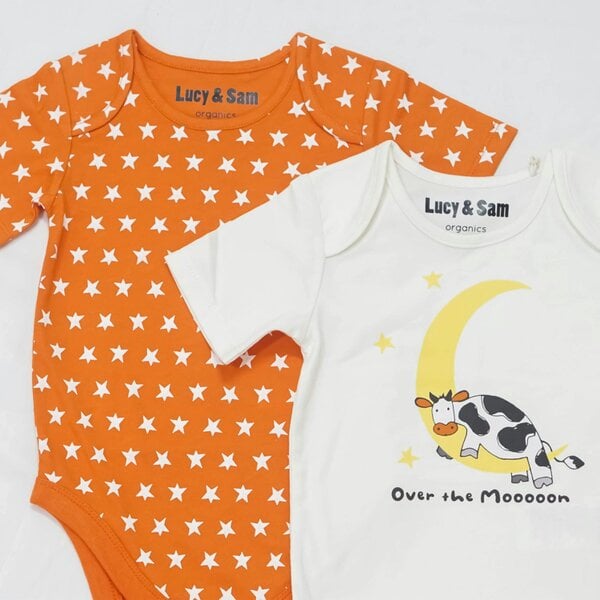 Lucy & Sam Star & Moon Cow Two Pack Bodysuits