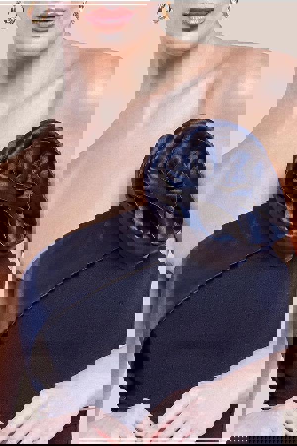 Satin Corsage Scuba Crepe Midi Dress - Black DR4254