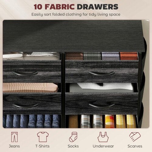 Wyld Haus Mirizi Fabric And Metal Black 10 Drawer Storage Chest