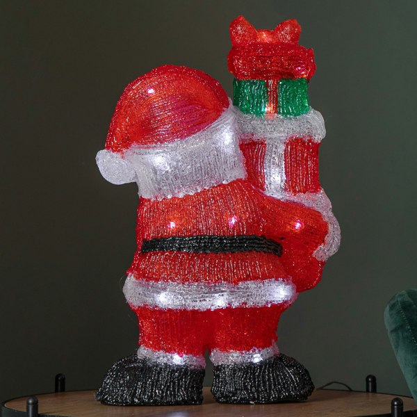 Samuel Alexander 41cm Light up Acrylic Christmas Santa with 3 Gifts and 40 White LEDs