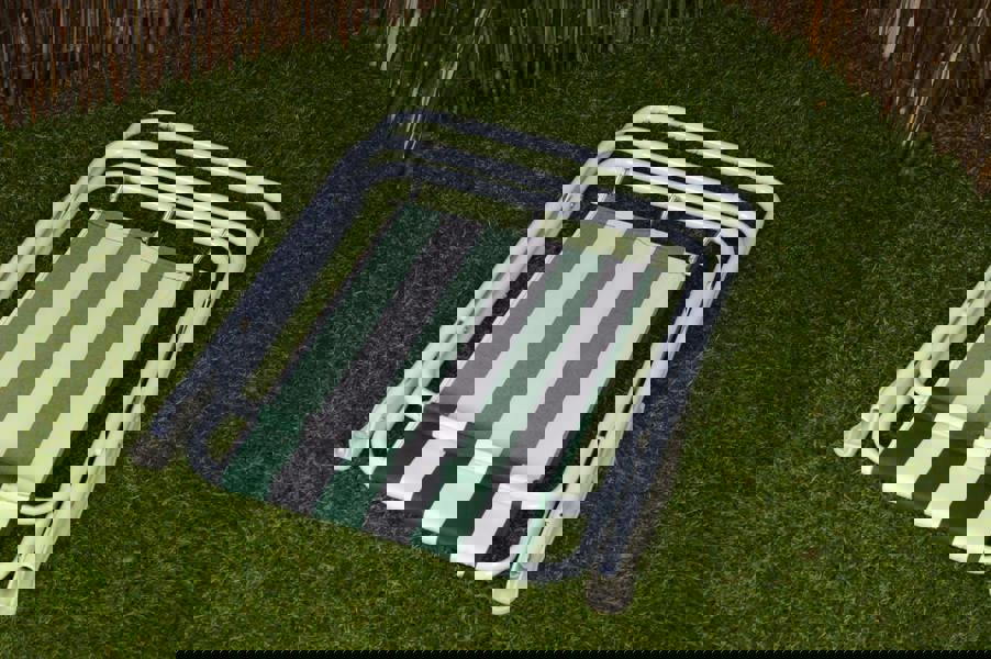 Samuel Alexander Green & White Striped Lightweight Folding Camping / Picnic / Garden Chair