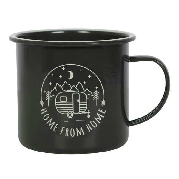 Something Different Crystals And Coffee Enamel Camp Mug - Black/White