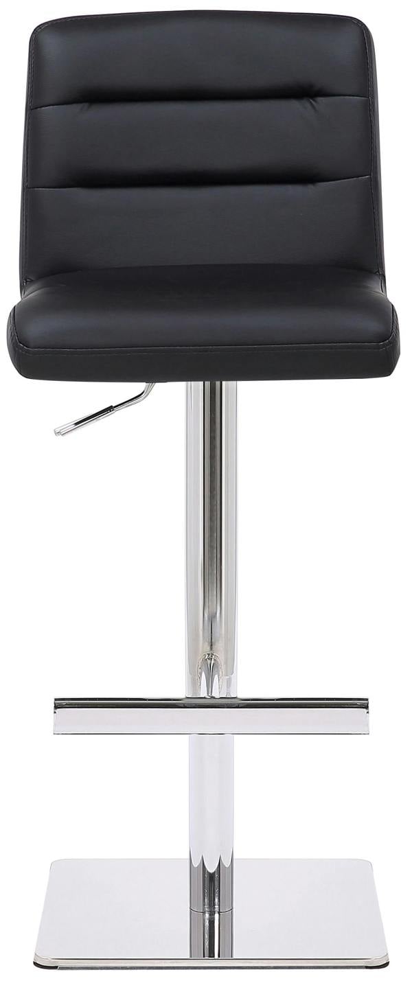 Lamboro Luscious Deluxe Real Leather Breakfast Bar Stool, Chrome Footrest, Adjustable Swivel Gas Lift, Home Bar & Kitchen Barstool, Black