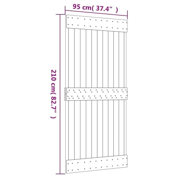 Berkfield Sliding Door with Hardware Set 95x210 cm Solid Wood Pine