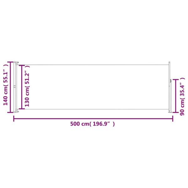 Berkfield Patio Retractable Side Awning 140x500 cm Grey